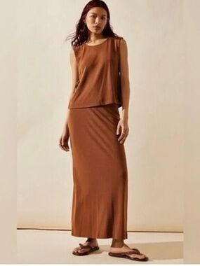 Free People Brown Sleeveless Skirt Set